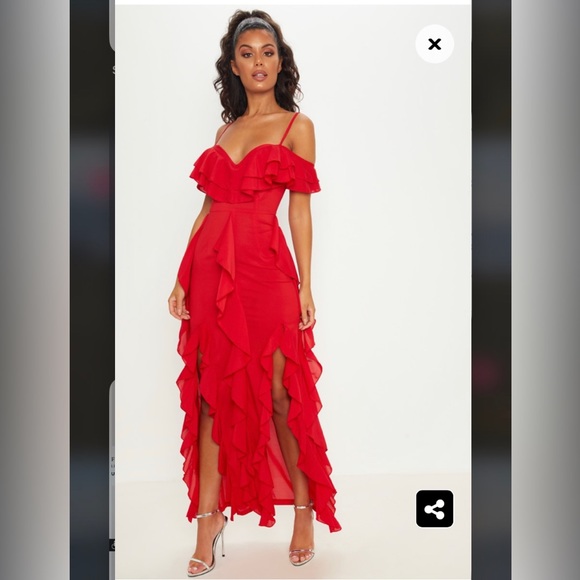 Pretty little thing red ruffle dress - Picture 1 of 3